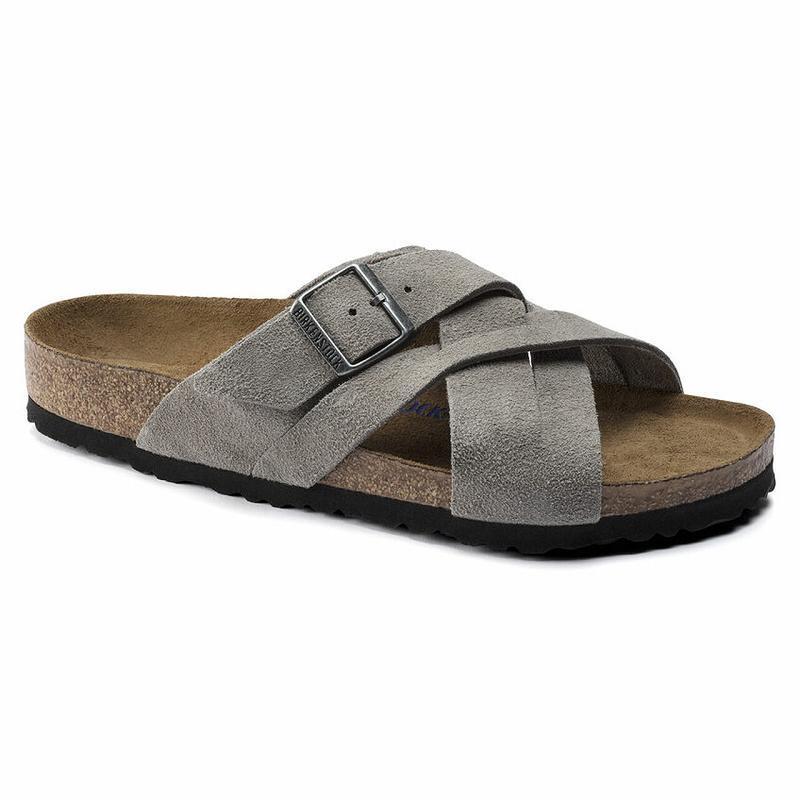 Birkenstock Lugano Soft Footbed Ruskind Sandaler Dame Grå | DK 34TCE